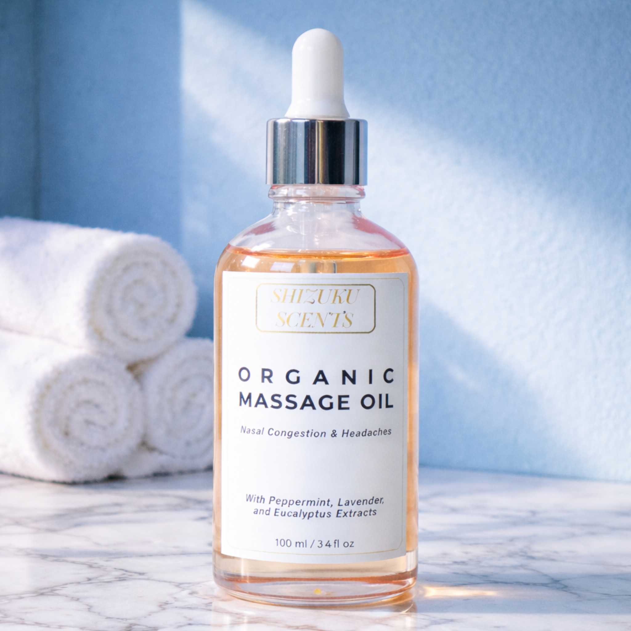 Organic Peppermint–Lavender–Eucalyptus Massage Oil for Sinus & Headache Relief
