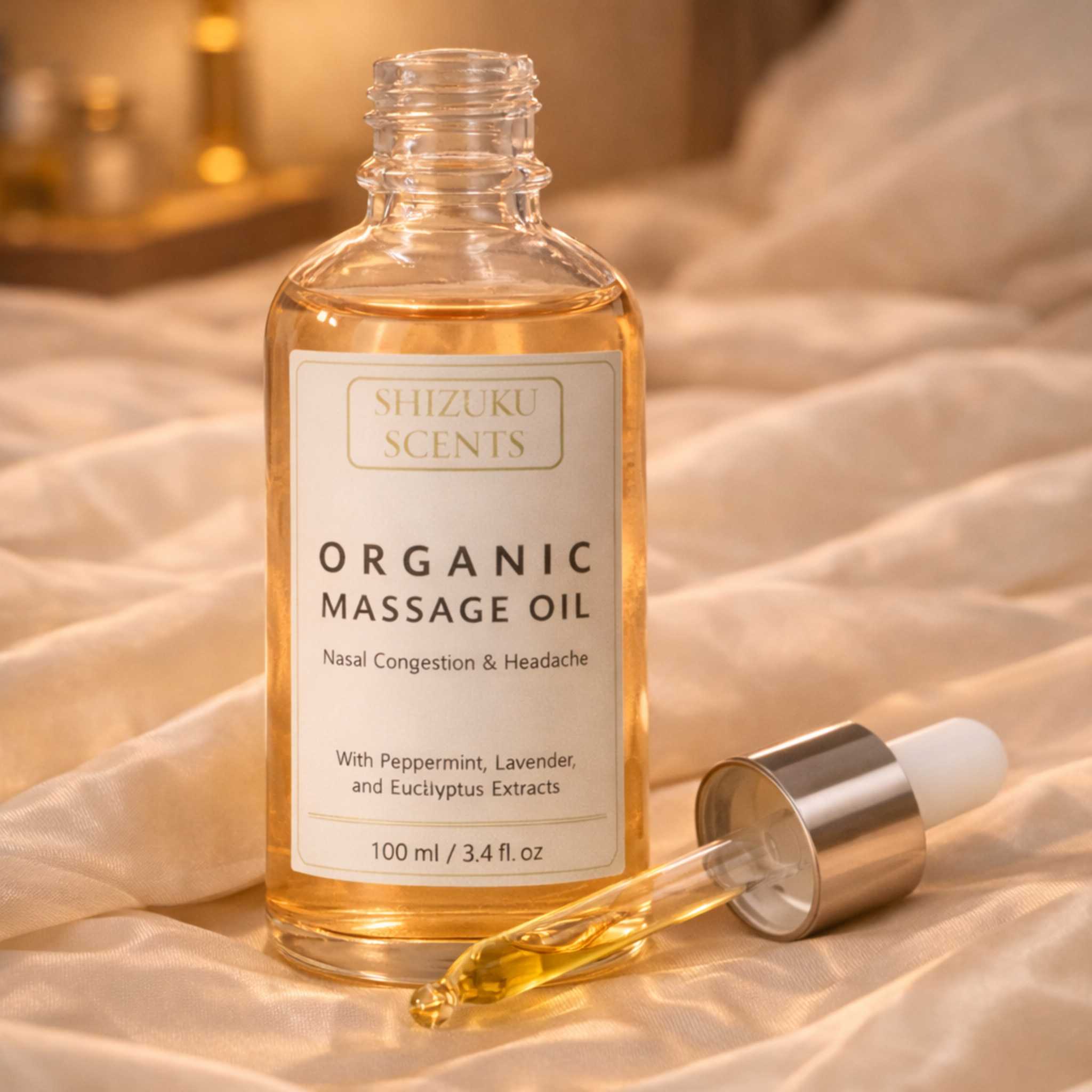 Organic Peppermint–Lavender–Eucalyptus Massage Oil for Sinus & Headache Relief