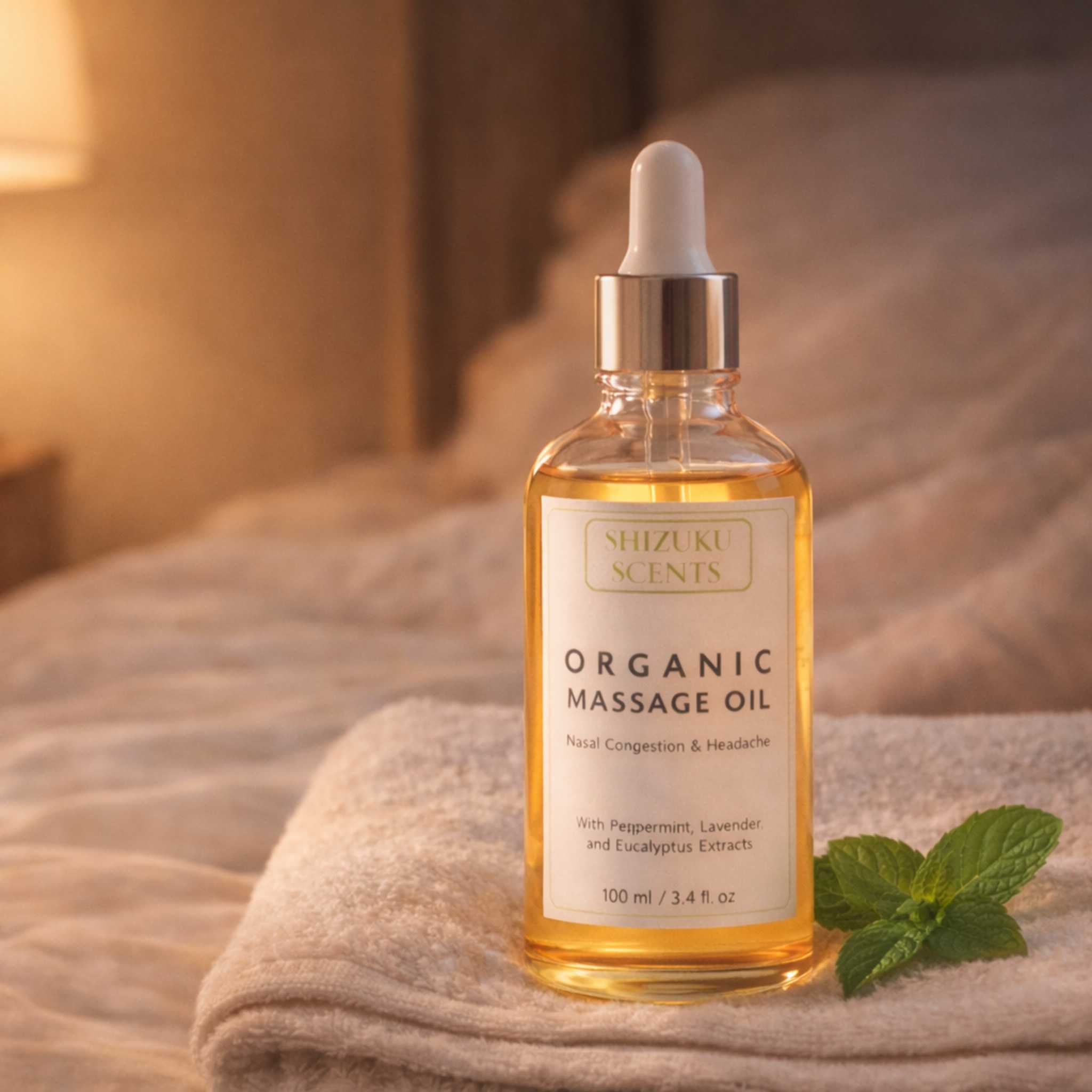 Organic Peppermint–Lavender–Eucalyptus Massage Oil for Sinus & Headache Relief