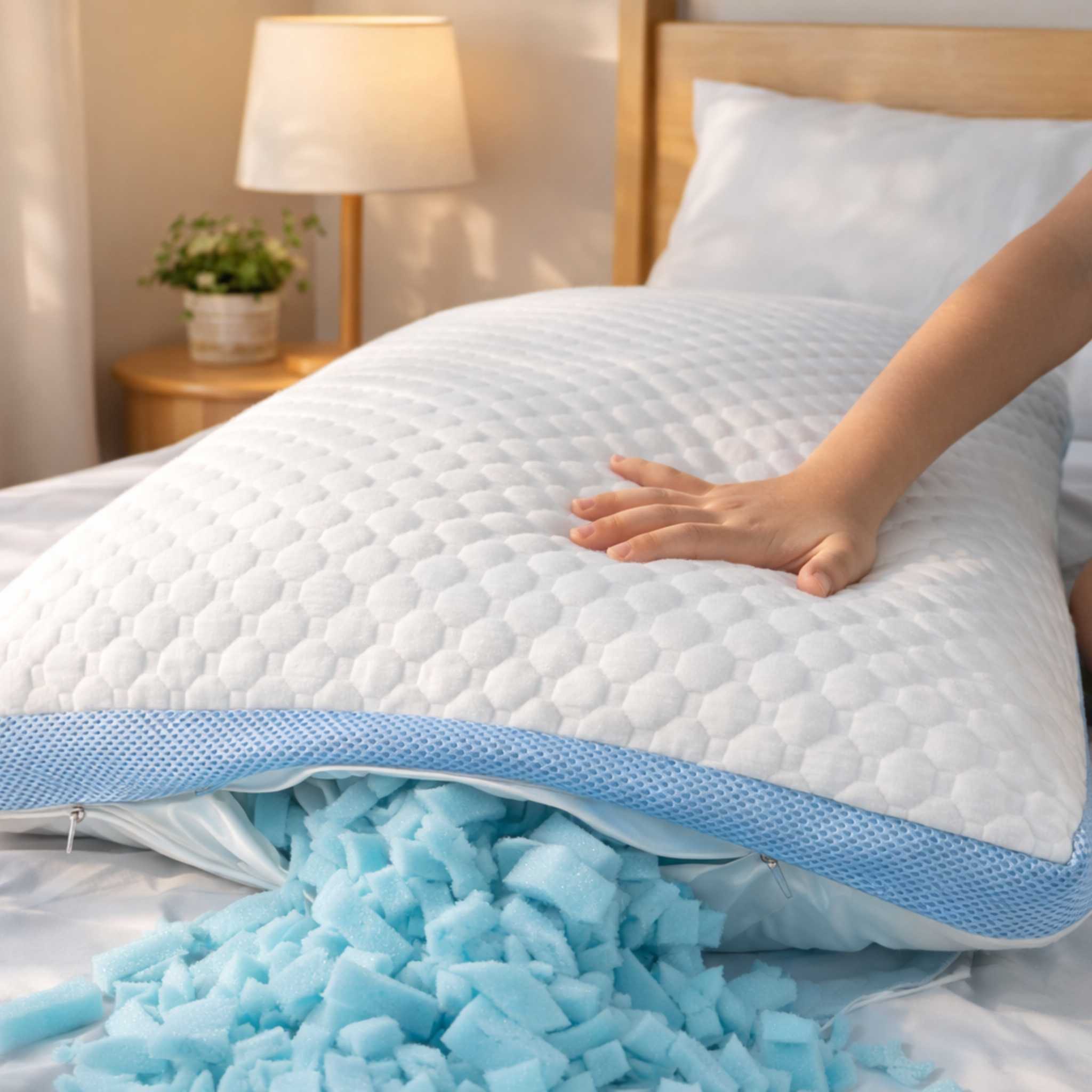 KumoFlex Adjustable Cooling Memory Foam Pillow (Custom Height Neck Support)