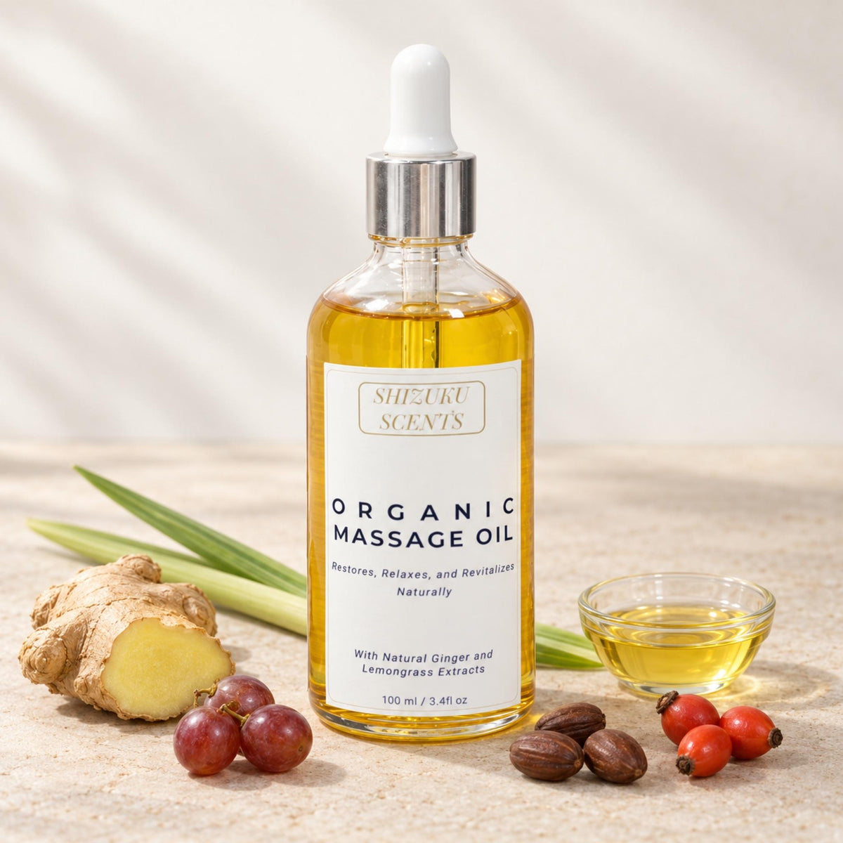 Ginger & Lemongrass Organic Massage Oil