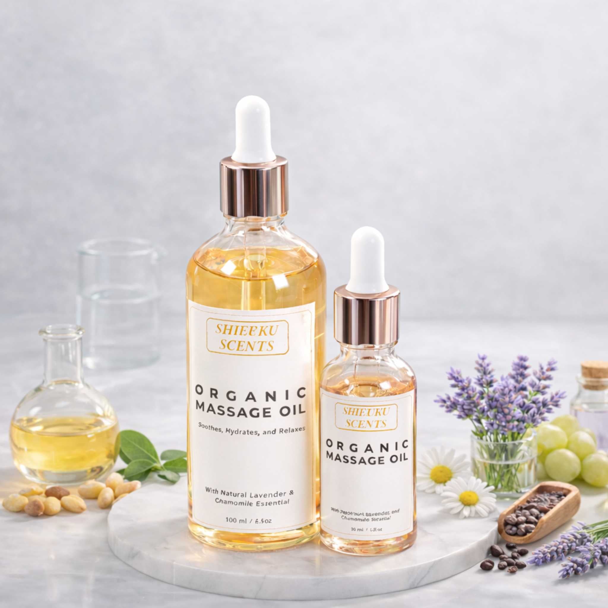 Organic Massage Oil – Lavender & Chamomile | Hydrating & Calming