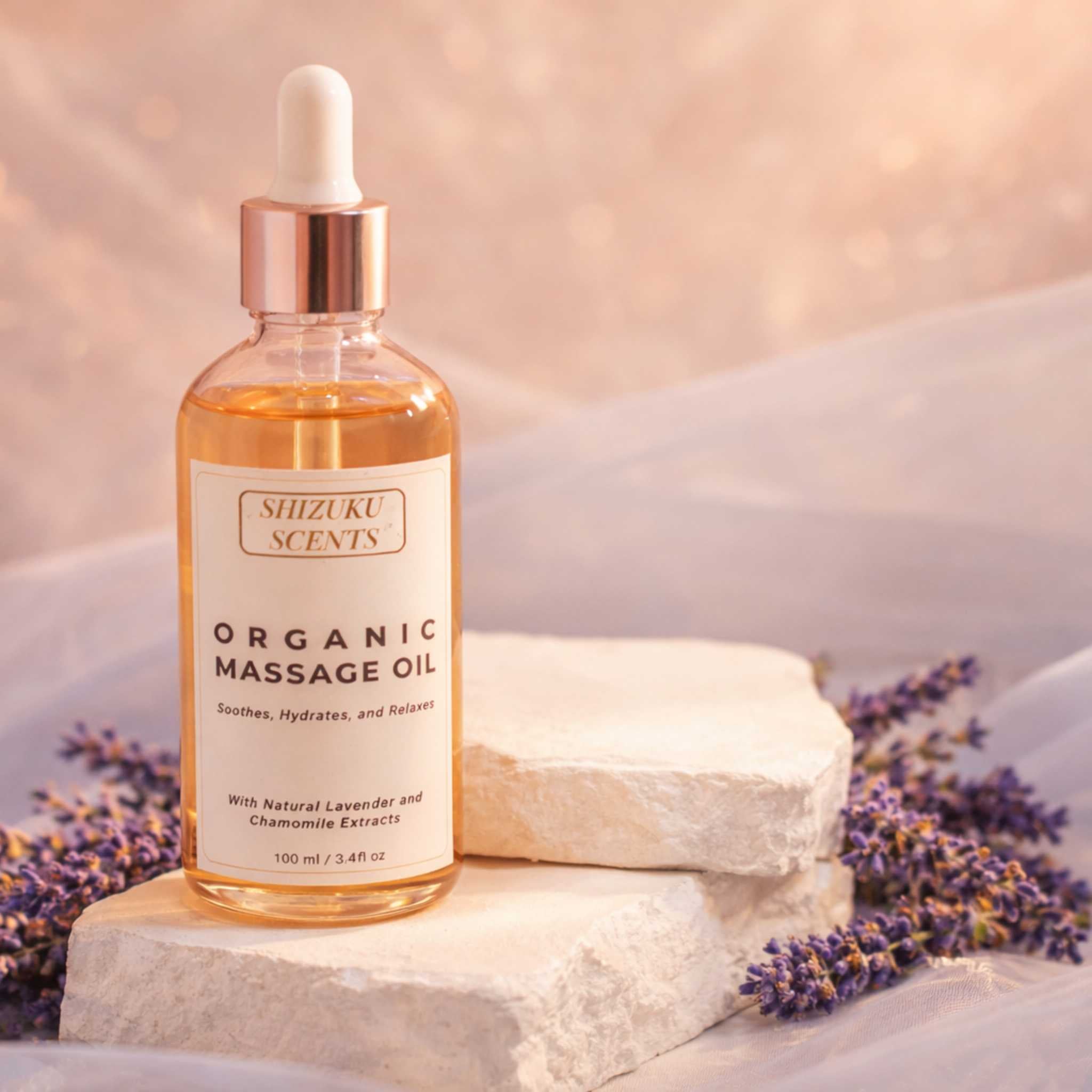 Organic Massage Oil – Lavender & Chamomile | Hydrating & Calming