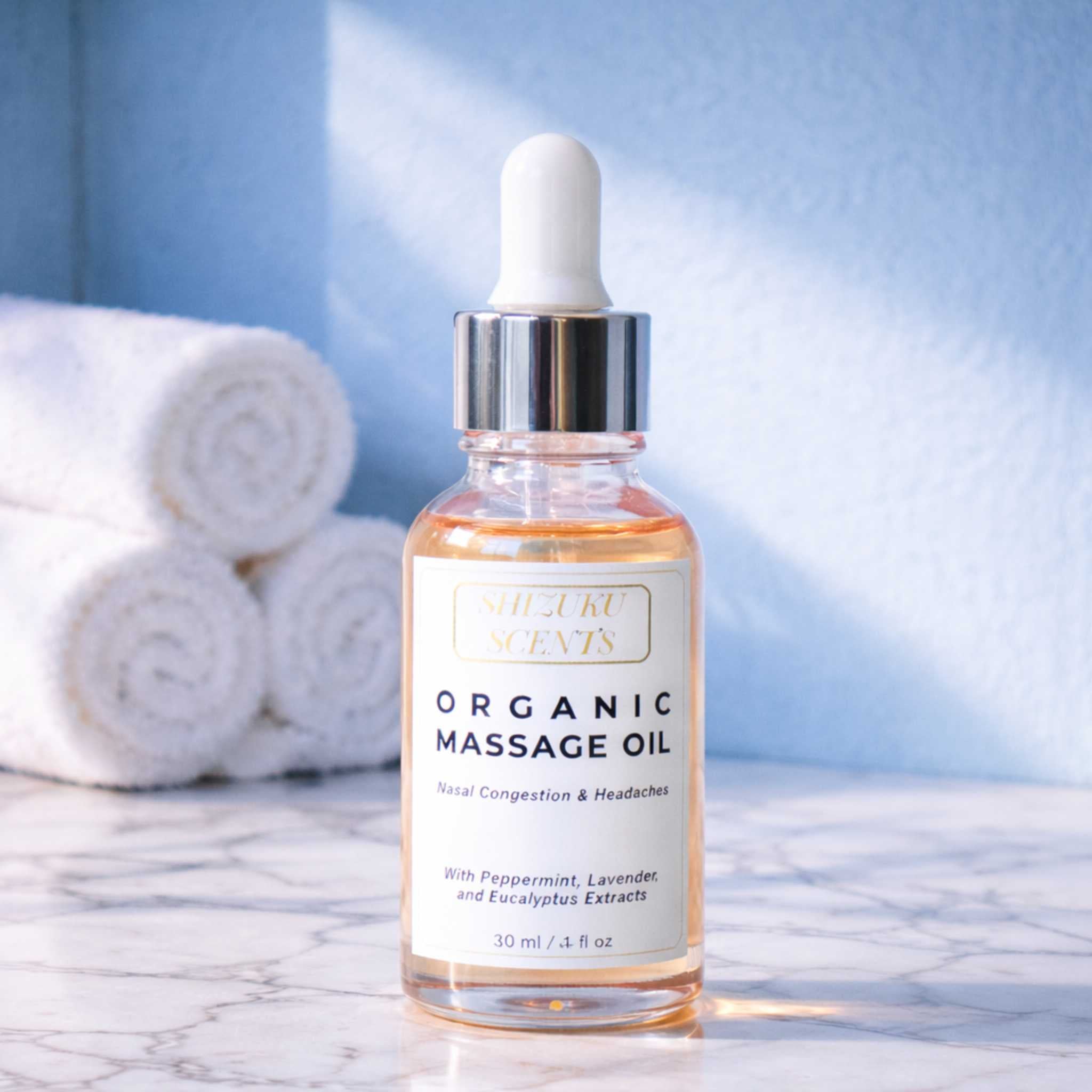 Organic Peppermint–Lavender–Eucalyptus Massage Oil for Sinus & Headache Relief