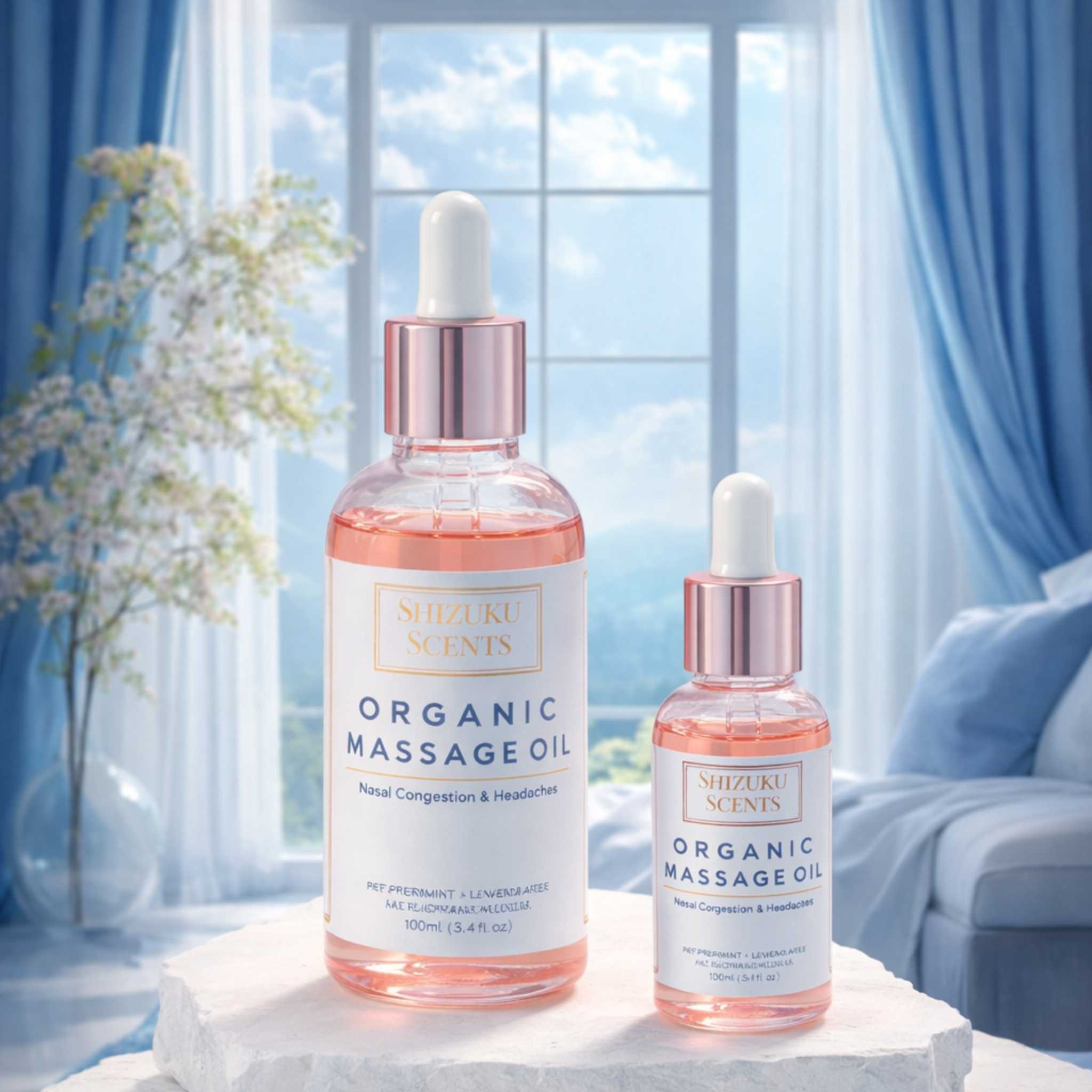 Organic Peppermint–Lavender–Eucalyptus Massage Oil for Sinus & Headache Relief