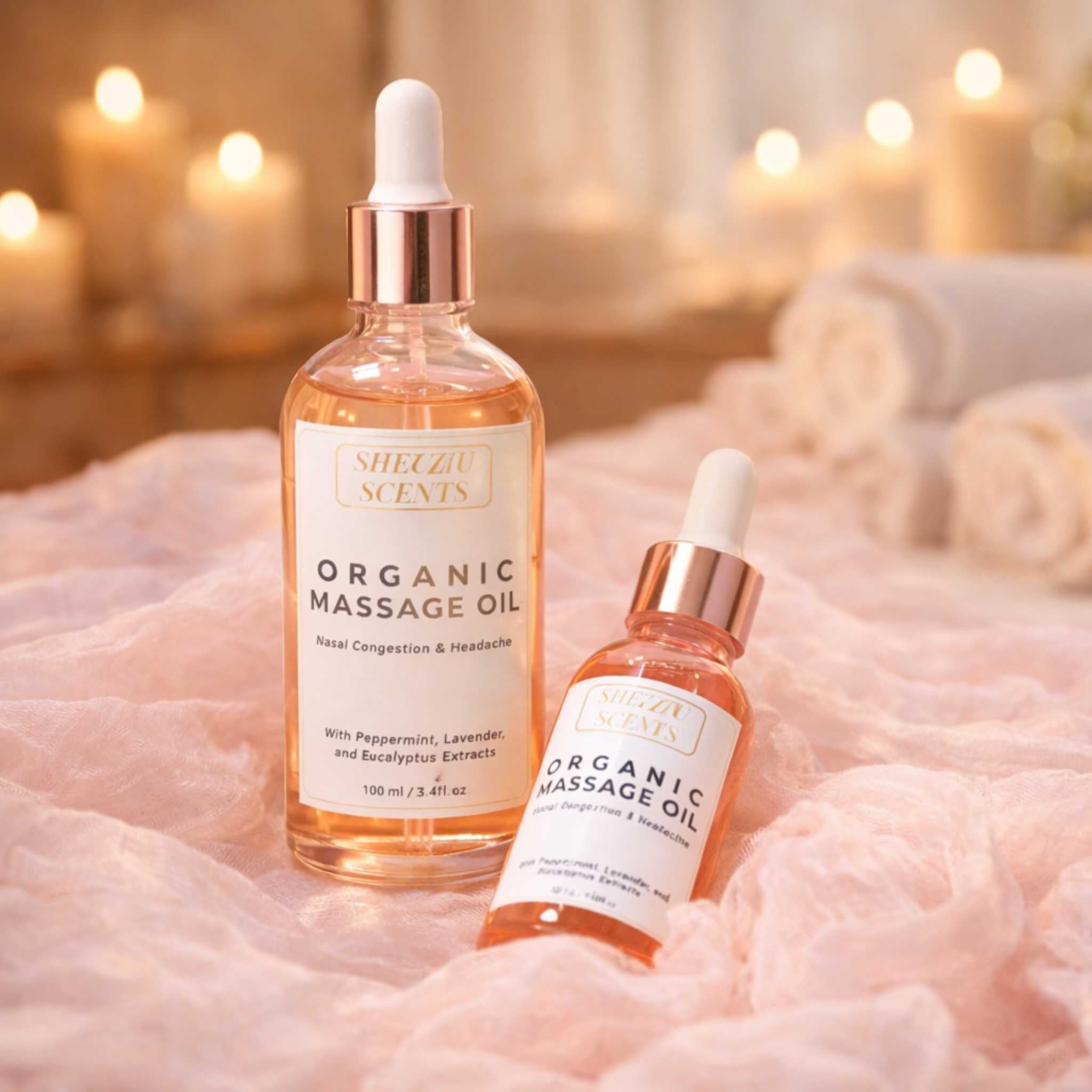 Organic Peppermint–Lavender–Eucalyptus Massage Oil for Sinus & Headache Relief