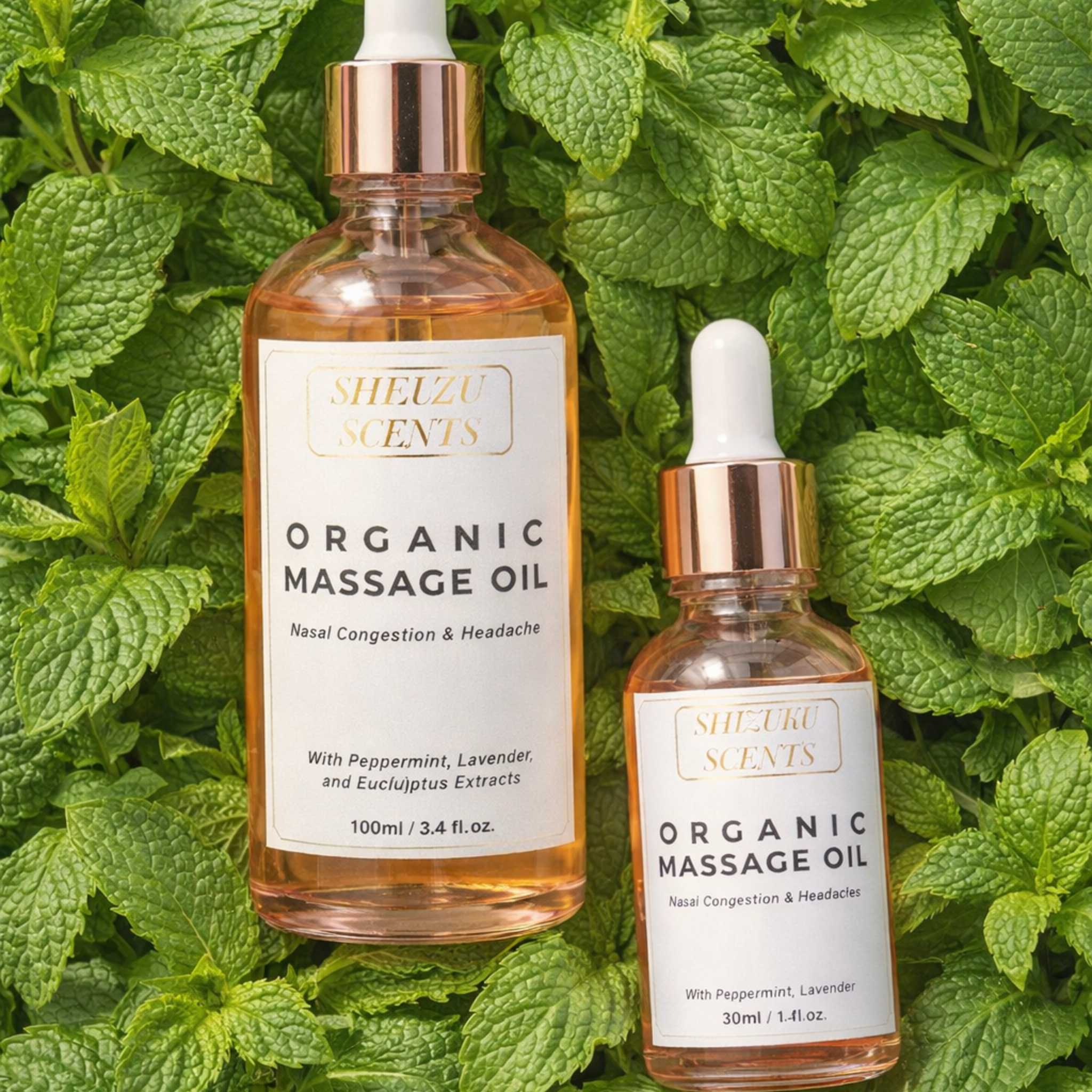 Organic Peppermint–Lavender–Eucalyptus Massage Oil for Sinus & Headache Relief