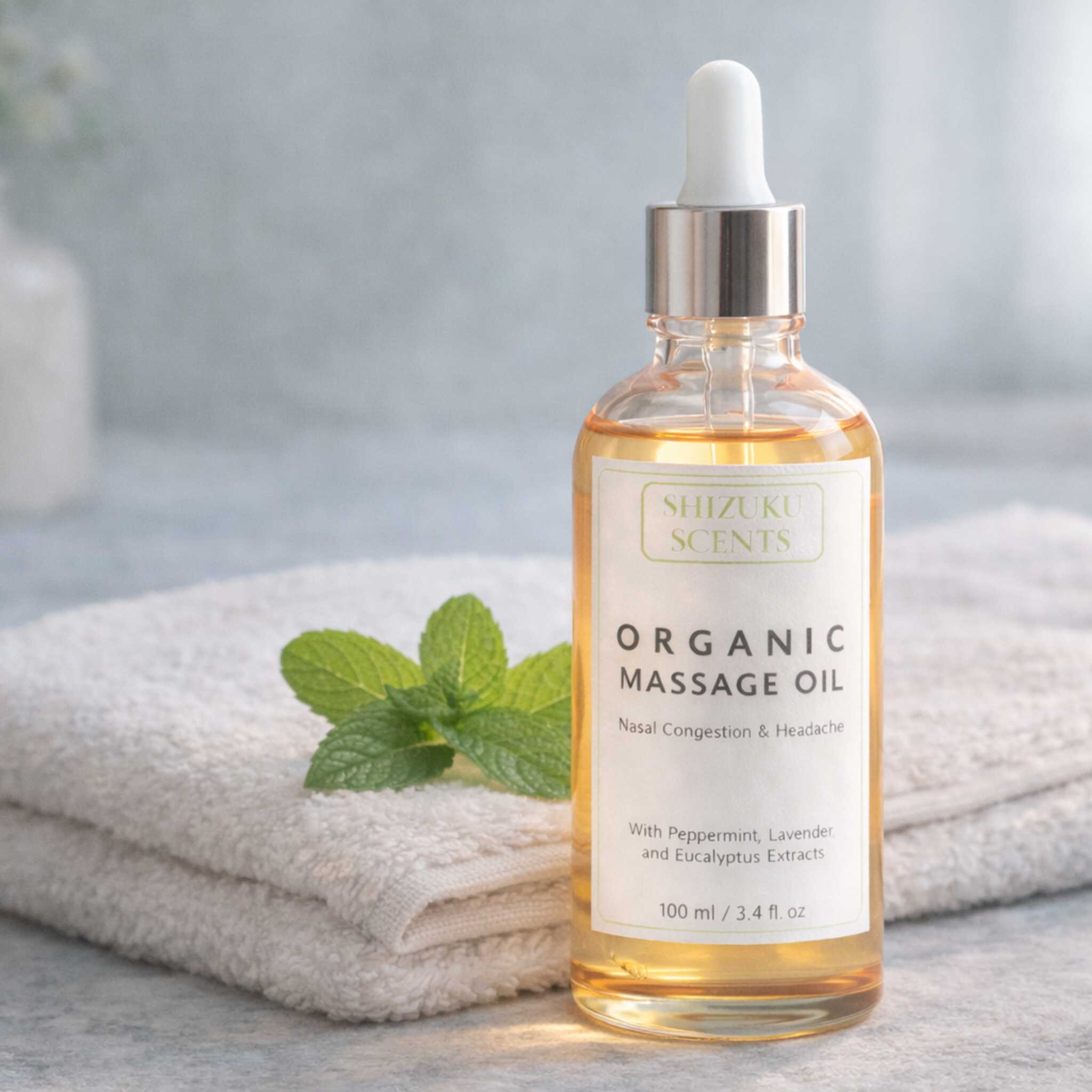 Organic Peppermint–Lavender–Eucalyptus Massage Oil for Sinus & Headache Relief