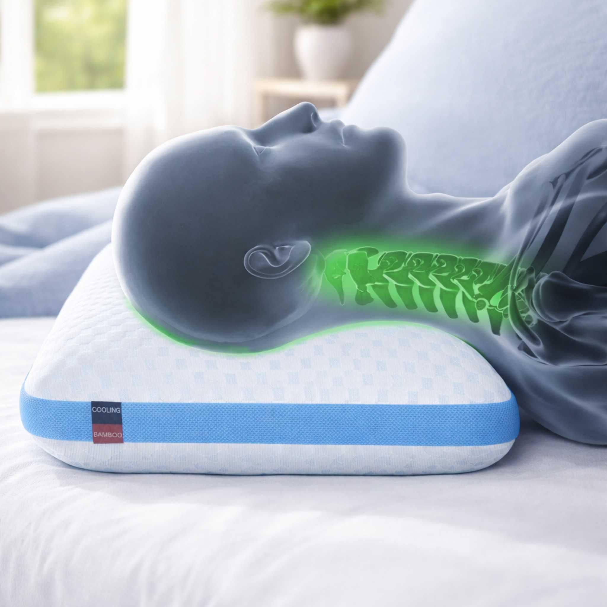 KumoFlex Adjustable Cooling Memory Foam Pillow (Custom Height Neck Support)