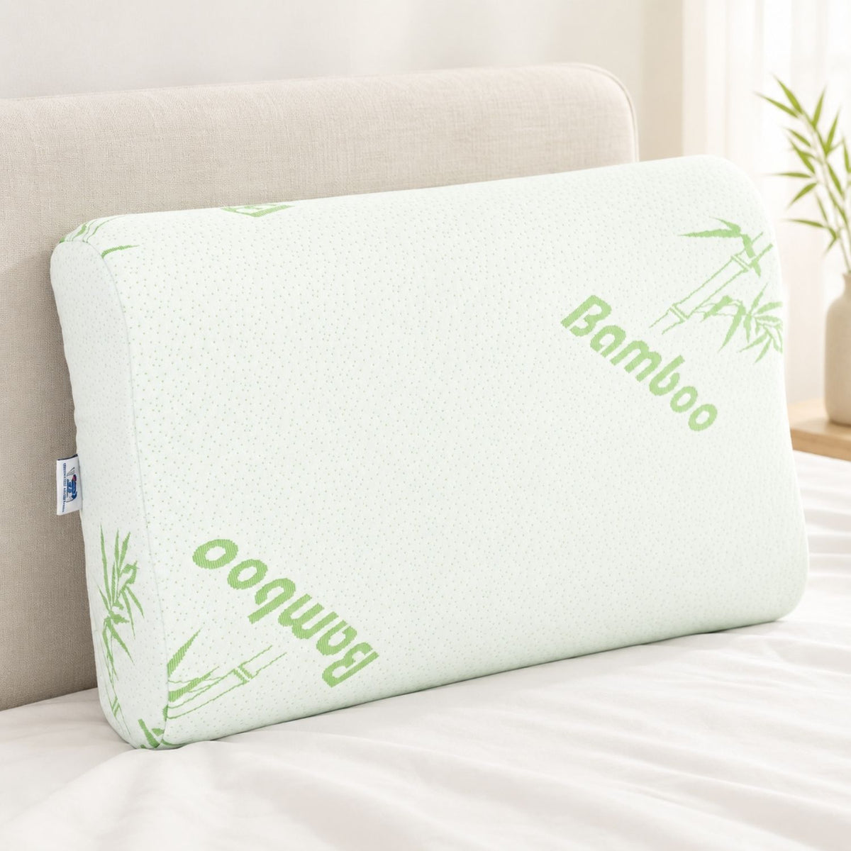 Bamboo Bliss cooling pillowcase on pillow in bedroom setting