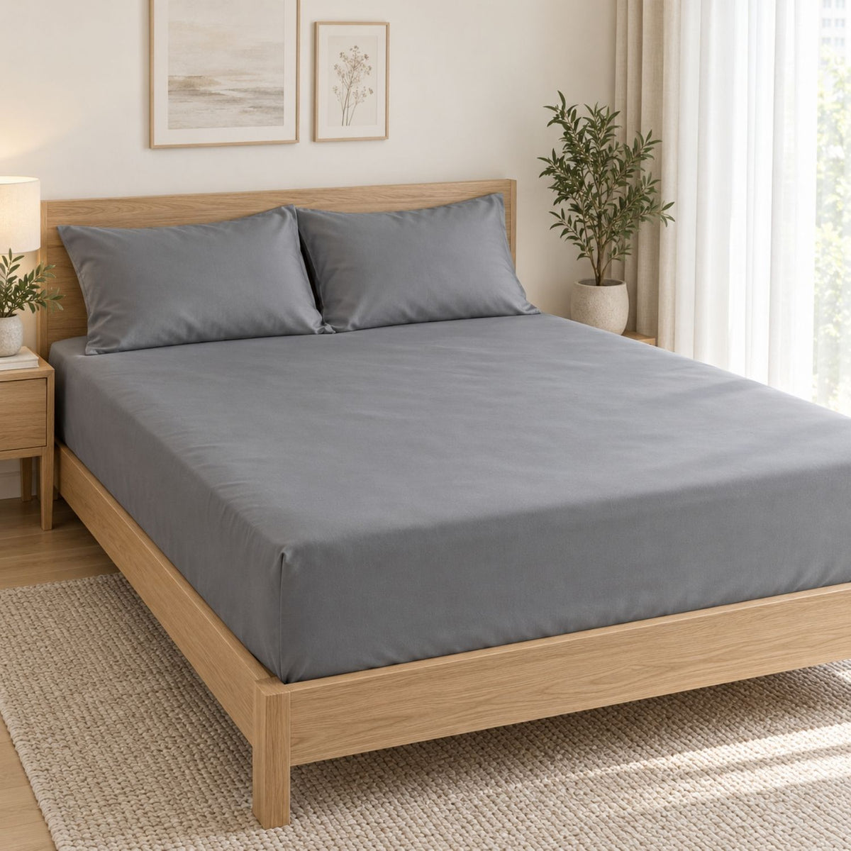 Classic Grey HaruKumo bedding in a bright and airy bedroom