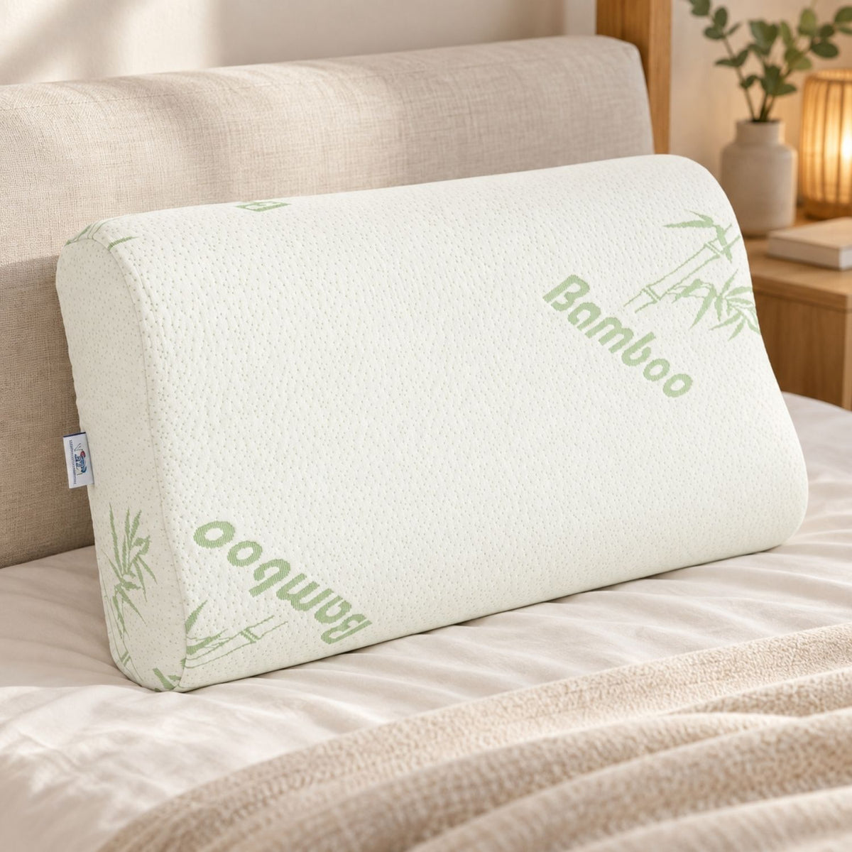 Bamboo Bliss contour pillowcase fitted over the RyoMemori pillow